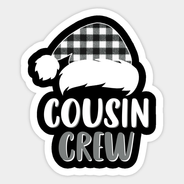 Cousin Crew White Plaid Santa Hat Family Matching Christmas Pajama Sticker by Sincu